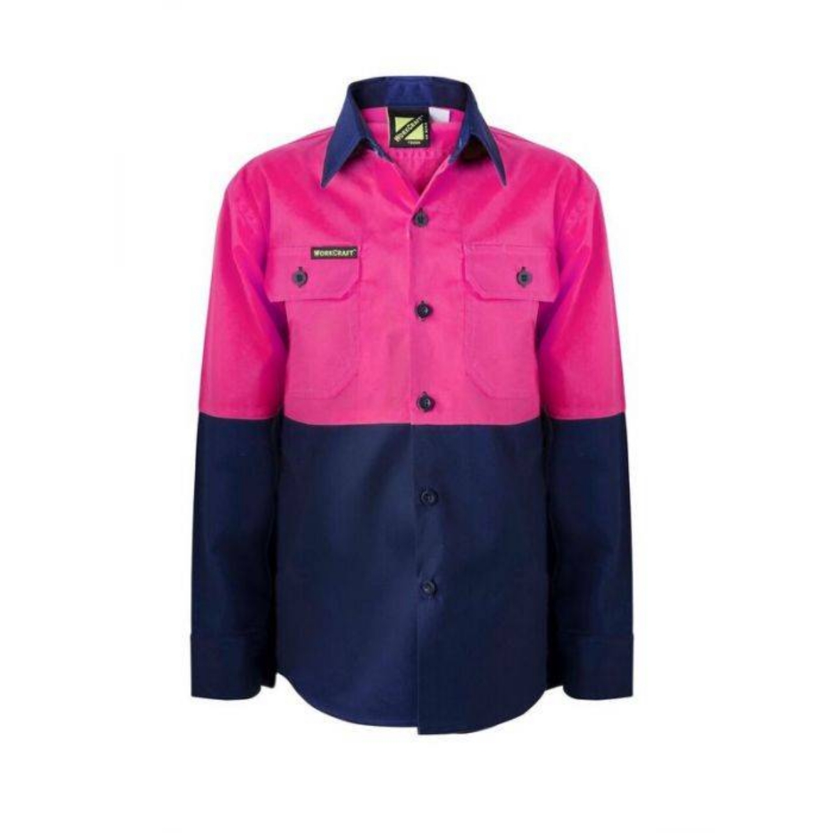 Picture of WorkCraft, Kids Lightweight Two Tone Long Sleeve Cotton Drill Shirt